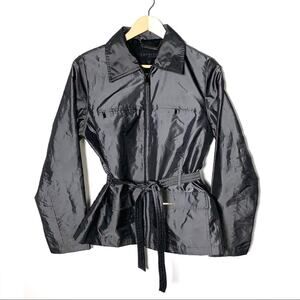 Express gray shiny lightweight belted jacket size small S B98